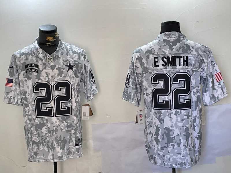 Men%27s Dallas Cowboys #22 Emmitt Smith Arctic Camo 2024 FUSE Salute to Service Limited Stitched Jersey Dzhi->dallas cowboys->NFL Jersey